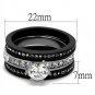 TK2304 - Two-Tone IP Black (Ion Plating) Stainless Steel Ring with AAA Grade CZ in Clear
