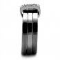 TK2599 - Two Tone IP Light Black (IP Gun) Stainless Steel Ring with Top Grade Crystal in Clear