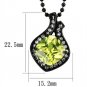 TK2629 - IP Black(Ion Plating) Stainless Steel Chain Pendant with AAA Grade CZ in Apple Green color