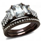 TK2646 - IP Dark Brown (IP coffee) Stainless Steel Ring with AAA Grade CZ in Clear