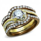 TK2669 - IP Gold & IP Light Brown (IP Light coffee) Stainless Steel Ring with AAA Grade CZ in Clear