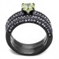 TK2672 - IP Light Black (IP Gun) Stainless Steel Ring with AAA Grade CZ in Apple Green color