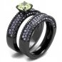 TK2672 - IP Light Black (IP Gun) Stainless Steel Ring with AAA Grade CZ in Apple Green color