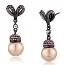 TK2710 - IP Light Black (IP Gun) Stainless Steel Earrings with Synthetic Pearl in Rose Default Title