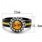 TK2783 - Two-Tone IP Black (Ion Plating) Stainless Steel Ring with Top Grade Crystal in Topaz