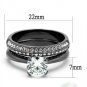TK2797 - IP Light Black (IP Gun) Stainless Steel Ring with AAA Grade CZ in Clear