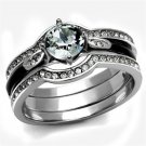 TK2843 - High polished (no plating) Stainless Steel Ring with Top Grade Crystal in Clear