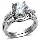 TK2878 - High polished (no plating) Stainless Steel Ring with AAA Grade CZ in Clear