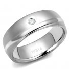 TK2932 - High polished (no plating) Stainless Steel Ring with AAA Grade CZ in Clear