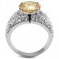 TK3031 - High polished (no plating) Stainless Steel Ring with AAA Grade CZ in Champagne