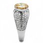 TK3031 - High polished (no plating) Stainless Steel Ring with AAA Grade CZ in Champagne