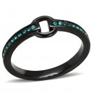 TK3055 - IP Black(Ion Plating) Stainless Steel Ring with Top Grade Crystal in Emerald