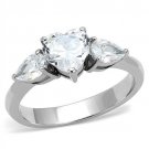 TK3138 - High polished (no plating) Stainless Steel Ring with AAA Grade CZ in Clear