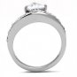 TK3207 - High polished (no plating) Stainless Steel Ring with AAA Grade CZ in Clear
