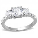 TK3246 - High polished (no plating) Stainless Steel Ring with AAA Grade CZ in Clear