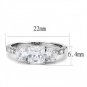 TK3246 - High polished (no plating) Stainless Steel Ring with AAA Grade CZ in Clear
