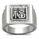 TK329 - High polished (no plating) Stainless Steel Ring with Top Grade Crystal in Clear