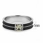 TK3292 - High polished (no plating) Stainless Steel Ring with Top Grade Crystal in Black Diamond
