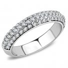 TK3437 - High polished (no plating) Stainless Steel Ring with Top Grade Crystal in Clear