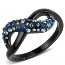 TK3446 - IP Black(Ion Plating) Stainless Steel Ring with Top Grade Crystal in Multi Color