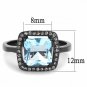 TK3447 - IP Black(Ion Plating) Stainless Steel Ring with Synthetic Synthetic Glass in Sea Blue