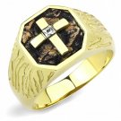TK3464 - IP Gold(Ion Plating) Stainless Steel Ring with Top Grade Crystal in Clear