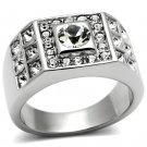 TK350 - High polished (no plating) Stainless Steel Ring with Top Grade Crystal in Clear