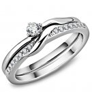 TK3508 - High polished (no plating) Stainless Steel Ring with AAA Grade CZ in Clear