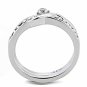 TK3508 - High polished (no plating) Stainless Steel Ring with AAA Grade CZ in Clear