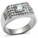 TK351 - High polished (no plating) Stainless Steel Ring with AAA Grade CZ in Clear