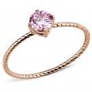 TK3558 - IP Rose Gold(Ion Plating) Stainless Steel Ring with AAA Grade CZ in Rose