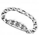 TK574 - High polished (no plating) Stainless Steel Bracelet with AAA Grade CZ in Clear