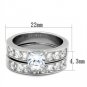 TK61206 - High polished (no plating) Stainless Steel Ring with AAA Grade CZ in Clear