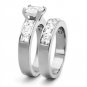 TK61206 - High polished (no plating) Stainless Steel Ring with AAA Grade CZ in Clear