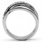 TK626 - High polished (no plating) Stainless Steel Ring with Top Grade Crystal in Clear