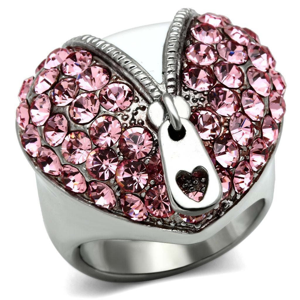 TK652 - High polished (no plating) Stainless Steel Ring with Top Grade Crystal in Rose