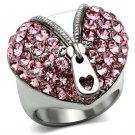 TK652 - High polished (no plating) Stainless Steel Ring with Top Grade Crystal in Rose