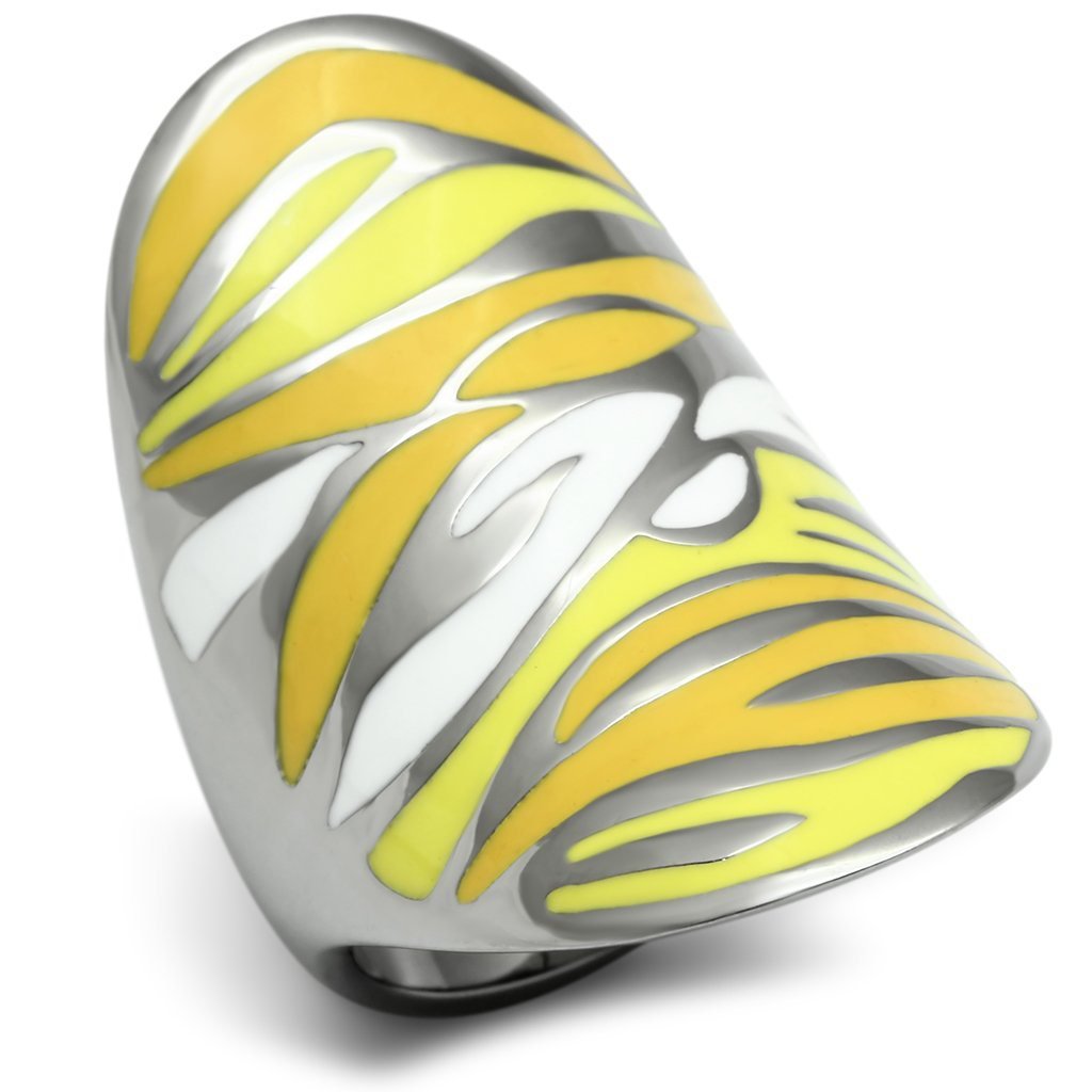 TK688 - High polished (no plating) Stainless Steel Ring with Epoxy in Multi Color