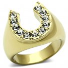 TK717 - IP Gold(Ion Plating) Stainless Steel Ring with Top Grade Crystal in Clear