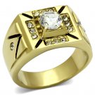 TK723 - IP Gold(Ion Plating) Stainless Steel Ring with AAA Grade CZ in Clear
