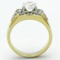 TK736 - Two-Tone IP Gold (Ion Plating) Stainless Steel Ring with AAA Grade CZ in Clear
