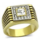 TK750 - Two-Tone IP Gold (Ion Plating) Stainless Steel Ring with Top Grade Crystal in Clear