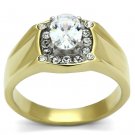 TK758 - Two-Tone IP Gold (Ion Plating) Stainless Steel Ring with AAA Grade CZ in Clear