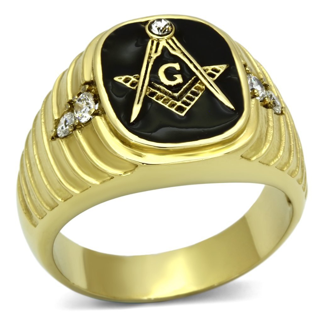 TK776 - IP Gold(Ion Plating) Stainless Steel Ring with Top Grade Crystal in Clear