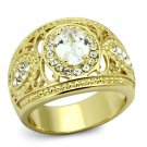 TK868 - IP Gold(Ion Plating) Stainless Steel Ring with AAA Grade CZ in Clear