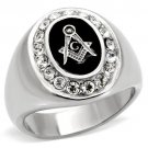 TK8X023 - High polished (no plating) Stainless Steel Ring with Top Grade Crystal in Clear
