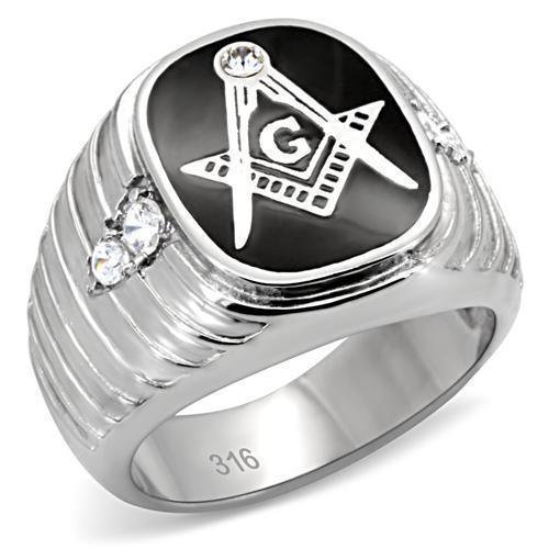 TK8X024 - High polished (no plating) Stainless Steel Ring with Top Grade Crystal in Clear