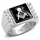 TK8X030 - High polished (no plating) Stainless Steel Ring with AAA Grade CZ in Clear