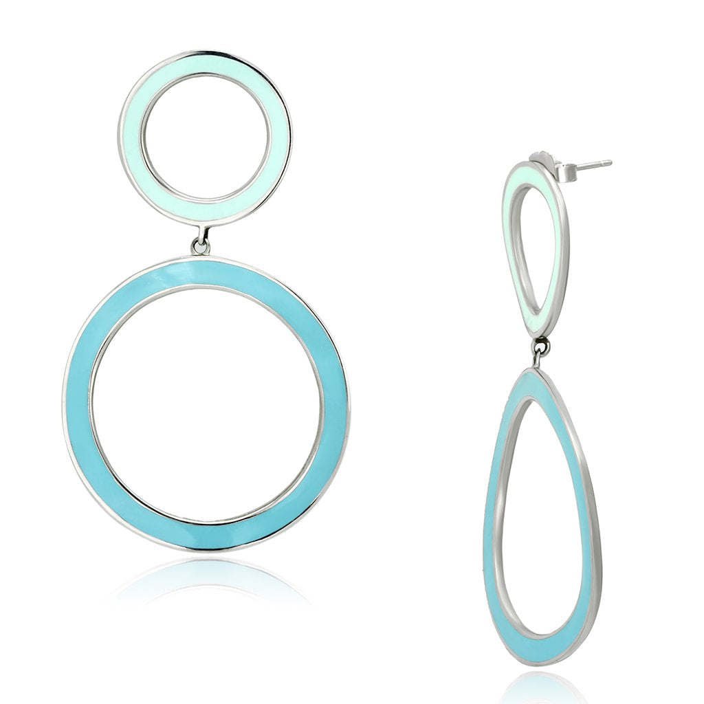 TK917 - High polished (no plating) Stainless Steel Earrings with Epoxy in Multi Color Default Title