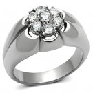 TK944 - High polished (no plating) Stainless Steel Ring with AAA Grade CZ in Clear